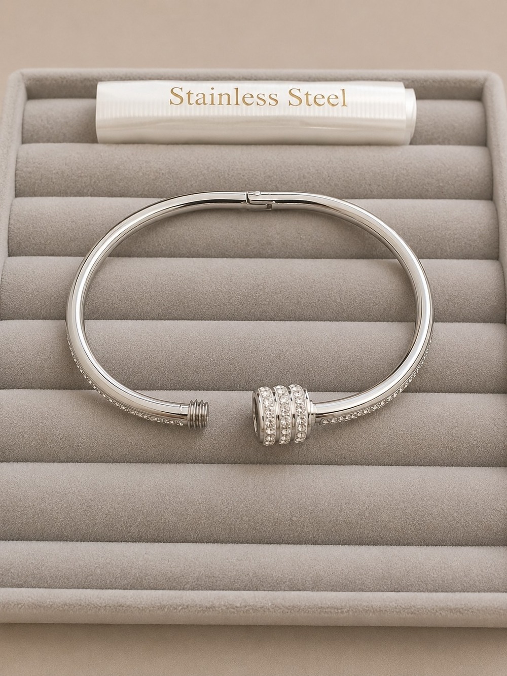 Stainless Steel Bracelet Ring Set Amber Gemstone - Picture 4 of 7